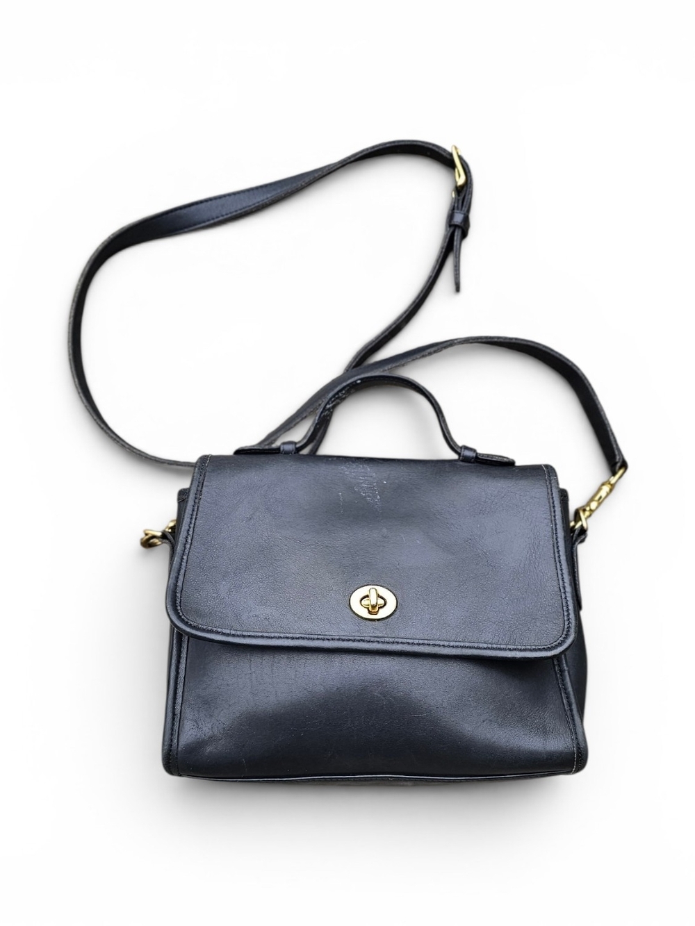 Vintage Coach Black Leather Crossbody - Picture 1 of 5